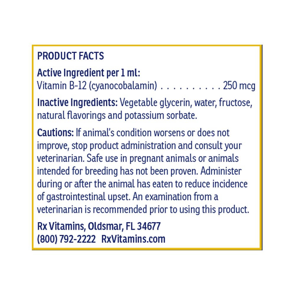 Rx B12 for Pets - 4 fl oz Oral Supplements Rx Vitamins 