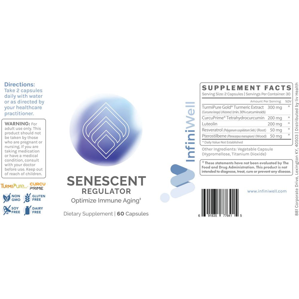 Senescent Regulator | Optimize Immune Aging - 60 Capsules Oral Supplements InfiniWell 
