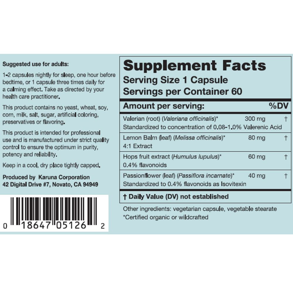 Sleep Formula | Synergistic Botanical Combination - 60 Capsules Oral Supplements Karuna 