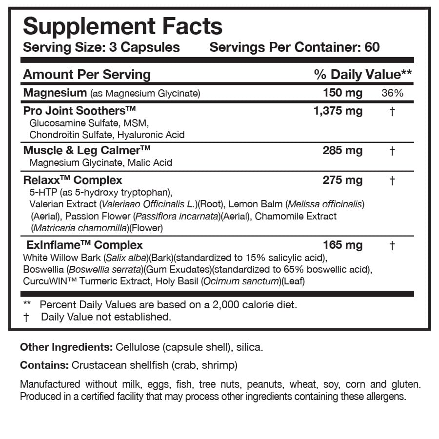 Soothe & Relaxx | Soft Tissue and Stress support | 180 Capsules Researched Nutritionals 