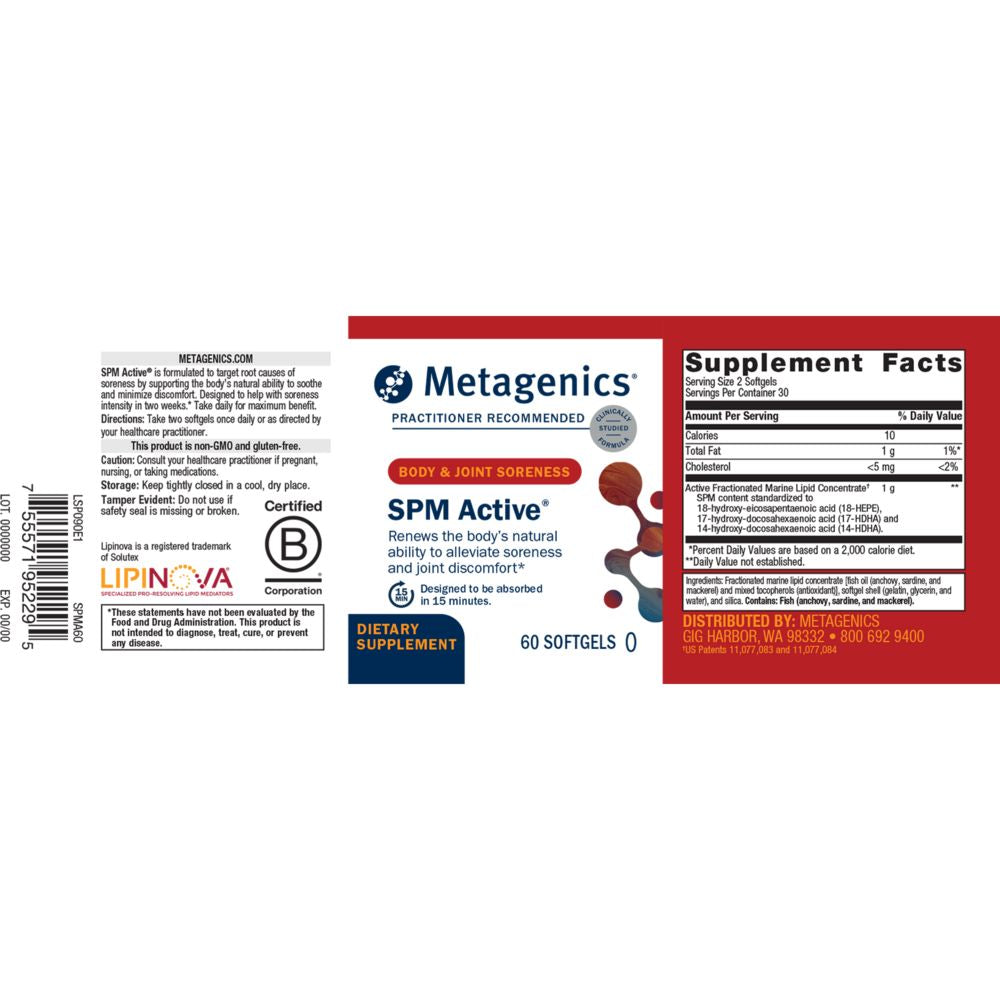 SPM Active | Body & Joint Soreness - 60 & 120 Softgels Oral Supplements Metagentics 