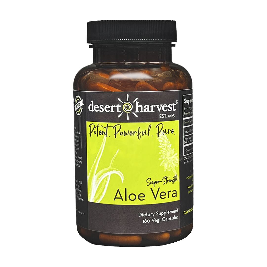 Super-Strength Aloe Vera | Organically Grown & Non-GMO - 90 & 180 Capsules Oral Supplement Desert Harvest 180 Capsules 