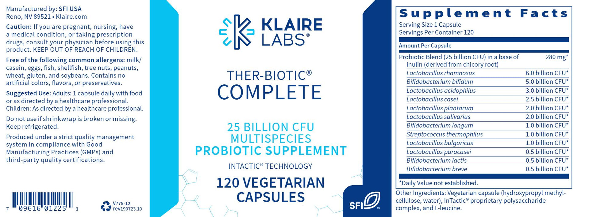 Ther-Biotic® Complete Probiotic | Daily Microbiome Support - 60 & 120 Capsules Oral Supplement Klaire Labs/SFI Health 
