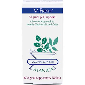 V-Fresh Suppositories | Vaginal pH Support - 6 Count Suppository Vitanica 