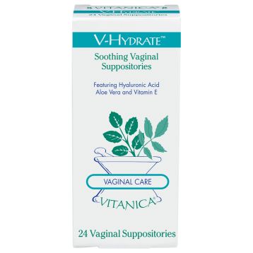 V-Hydrate | Soothing Vaginal Suppositories | Hyaluronic Acid, Aloe Vera & Vitamin E - 24 Suppositories Oral Supplements Vitanica 