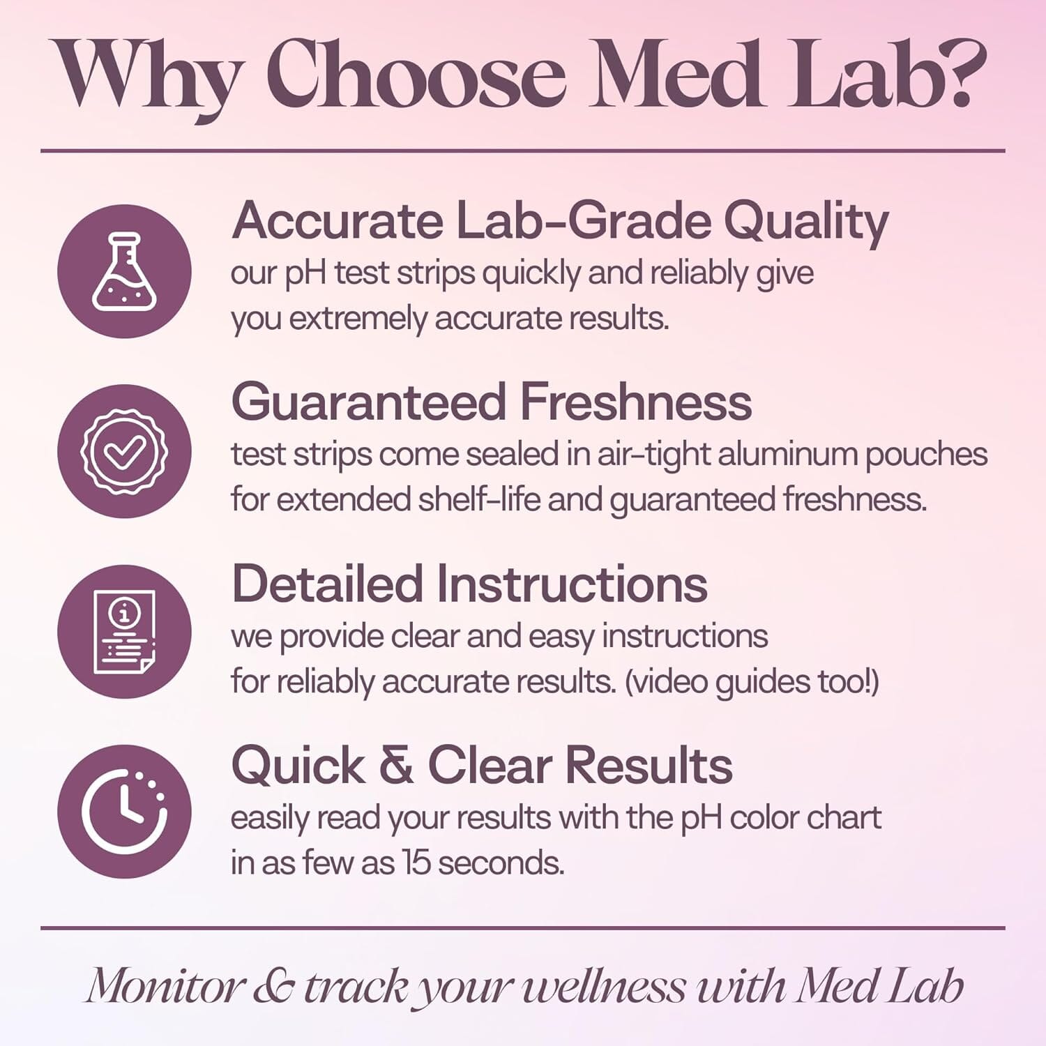 Vaginal pH Test Strips | For Feminine Care | pH 3.0 to 6.5 - 50 Strips Tests Med Lab Diagnostics 