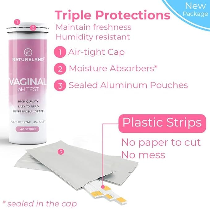 Vaginal pH Test Strips | For Feminine Care | pH 3.5 to 6.5 - 40 Strips Tests NatureLand 