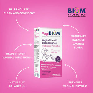 Vaginal Probiotic Suppository | Fragrance-free - 5 & 15 Count Suppository VagiBiom 