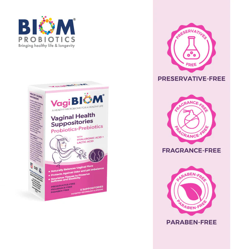 Vaginal Probiotic Suppository | Fragrance-free - 5 & 15 Count Suppository VagiBiom 