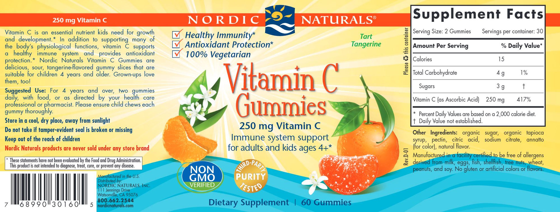 Vitamin C Gummies Kids | Immune Support - 250 mg - 60 & 120 Gummies Gummies Nordic Naturals 