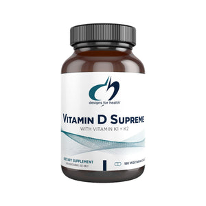 Vitamin D Supreme | With Vitamin K1 + K2 - 30, 60 & 180 Capsules Oral Supplements Designs For Health 180 Capsules 