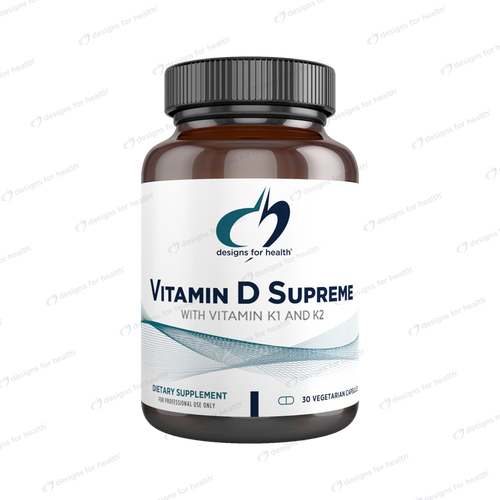 Vitamin D Supreme | With Vitamin K1 + K2 - 30, 60 & 180 Capsules Oral Supplements Designs For Health 30 Capsules 