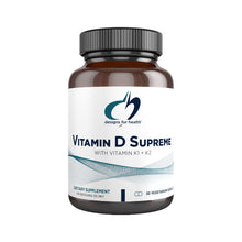 Load image into Gallery viewer, Vitamin D Supreme | With Vitamin K1 + K2 - 30, 60 &amp; 180 Capsules Oral Supplements Designs For Health 30 Capsules 