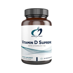 Vitamin D Supreme | With Vitamin K1 + K2 - 30, 60 & 180 Capsules Oral Supplements Designs For Health 60 Capsules 