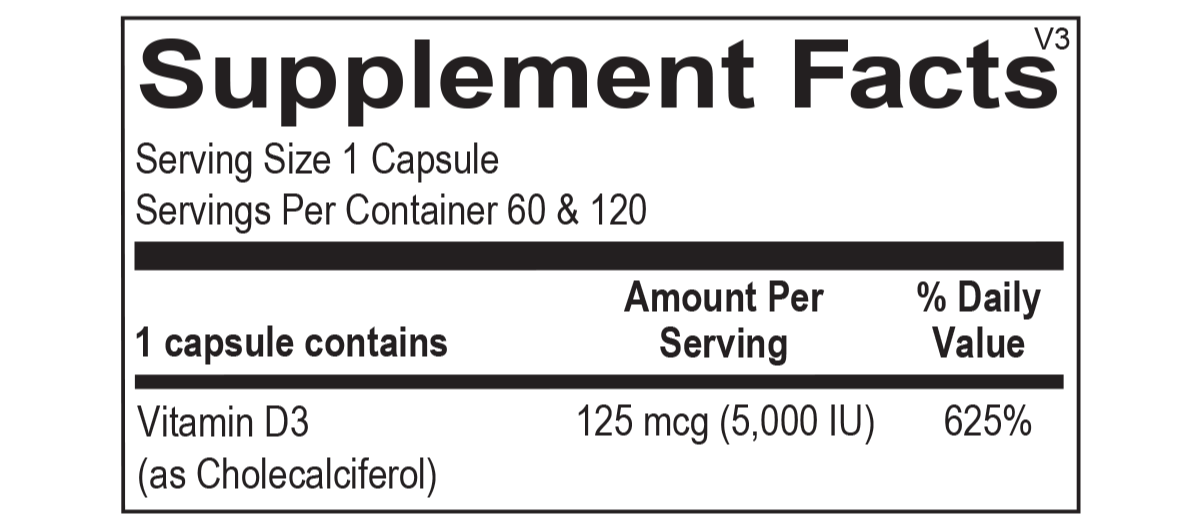 Vitamin D3 | 5000 IU - 120 Capsules Oral Supplements Ortho Molecular Products 