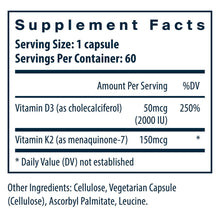 Load image into Gallery viewer, Vitamin D3 + K2 | 2000 IU of D3 and 150mcg of MK-7 - 60 &amp; 120 Capsules Oral Supplements Vital Nutrients 