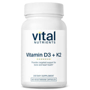 Vitamin D3 + K2 | 2000 IU of D3 and 150mcg of MK-7 - 60 & 120 Capsules Oral Supplements Vital Nutrients 60 Capsules 