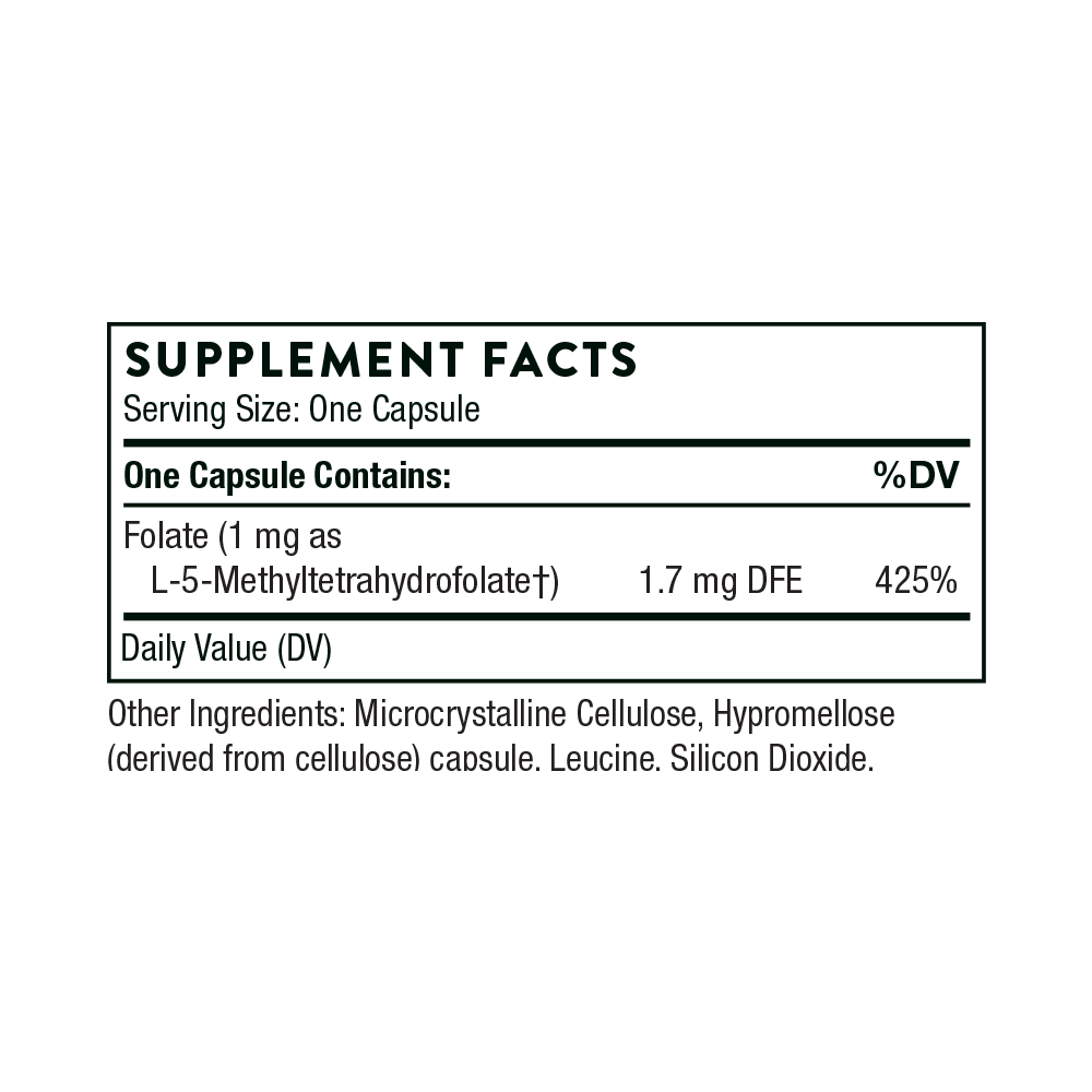 5-MTHF | L-Methylfolate - 1 mg. 60 capsules Oral Supplement Thorne 