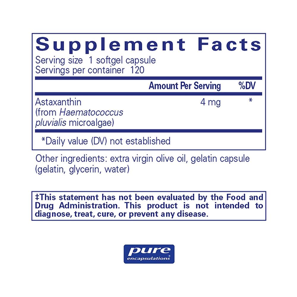 Astaxanthin | Eye Health Supplements - 120 capsules Oral Supplement Pure Encapsulations 
