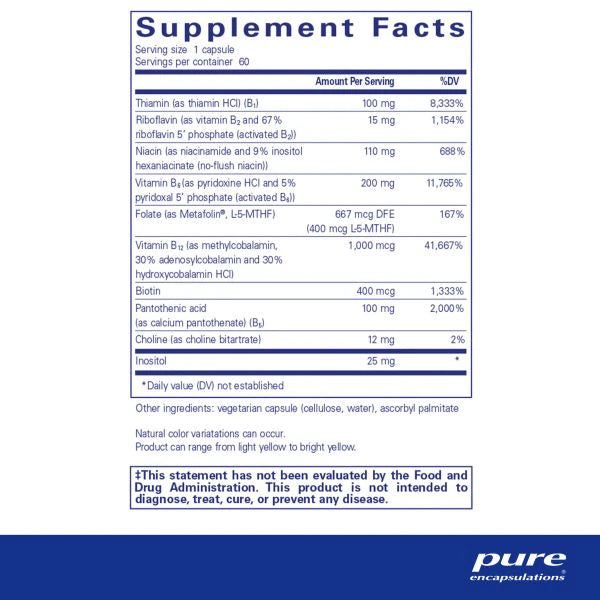 B6 Complex | With Metafolin® L-5-MTHF - 60 Capsules Oral Supplements Pure Encapsulations 