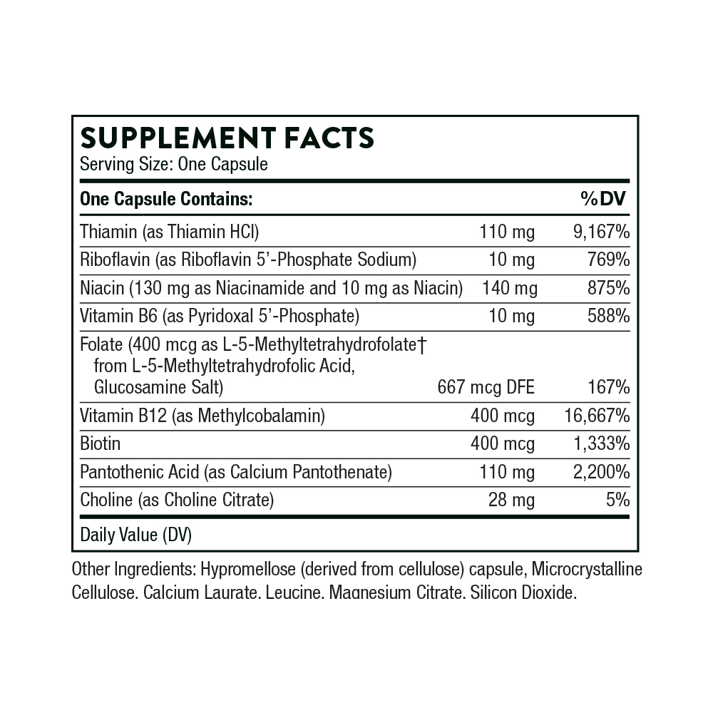 Basic B Complex | Active Forms of B Vitamins - 60 Capsules Oral Supplements Thorne 