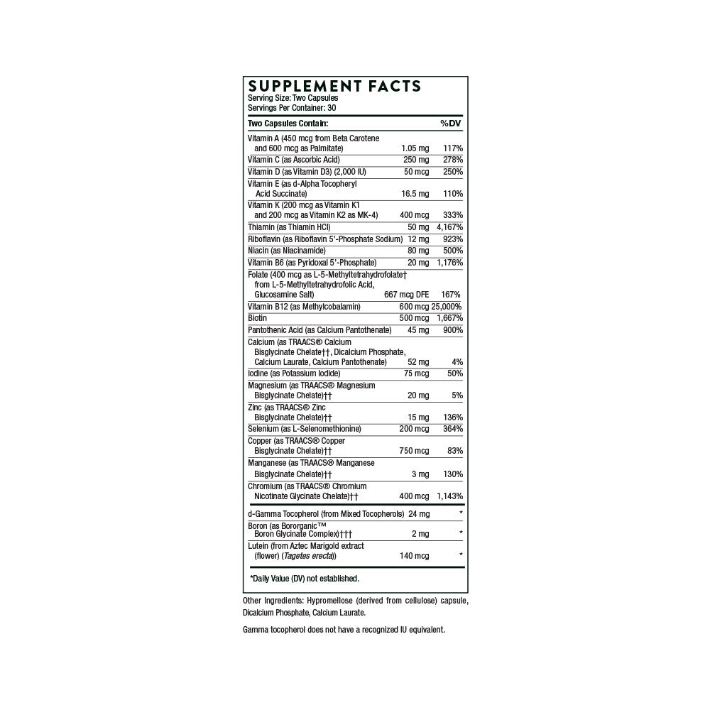 Basic Nutrients 2/Day | Multi-Vitamin/Mineral Formula - 60 Capsules Oral Supplements Thorne 