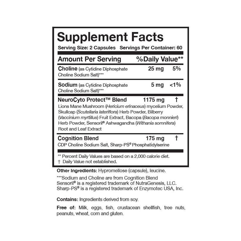 BDNF Essentials® | Natural Nootropics - 120 capsules Oral Supplement Researched Nutritionals 