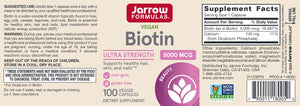 Biotin | Supports Healthy Hair, Skin and Nails | 5 mg - 100 Capsules Oral Supplements Jarrow Formulas 
