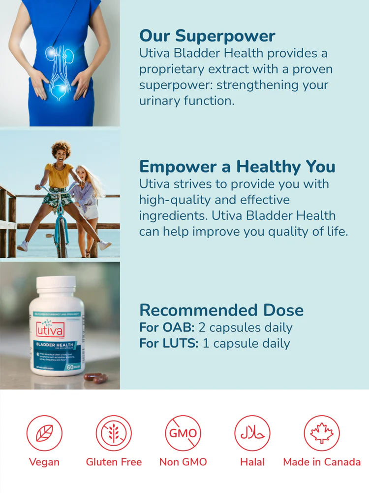 Bladder Health | Strengthen Urinary Function - 60 Capsules Oral Supplements Utiva 