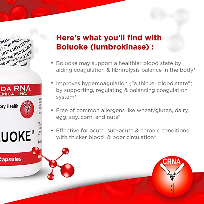 Boluoke® Lumbrokinase | RNA Supplement - 60 or 120 capsules Oral Supplement Canada RNA 