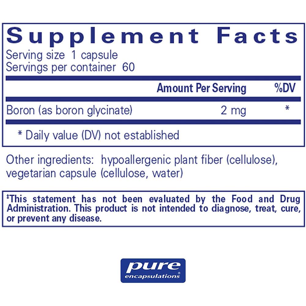 Boron Glycinate | Clean Supplements - 60 capsules Oral Supplement Pure Encapsulations 