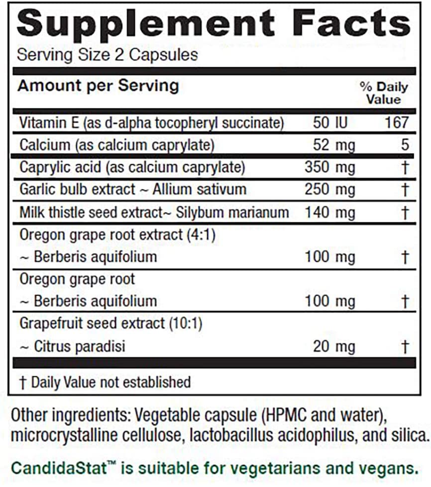 CandidaStat | Yeast Infection Supplements - 60 & 120 Vegetarian Capsules Oral Supplement Vitanica 
