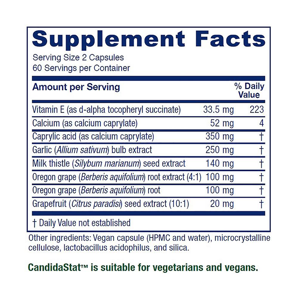 CandidaStat | Yeast Infection Supplements - 60 Vegetarian Capsules Oral Supplement Vitanica 