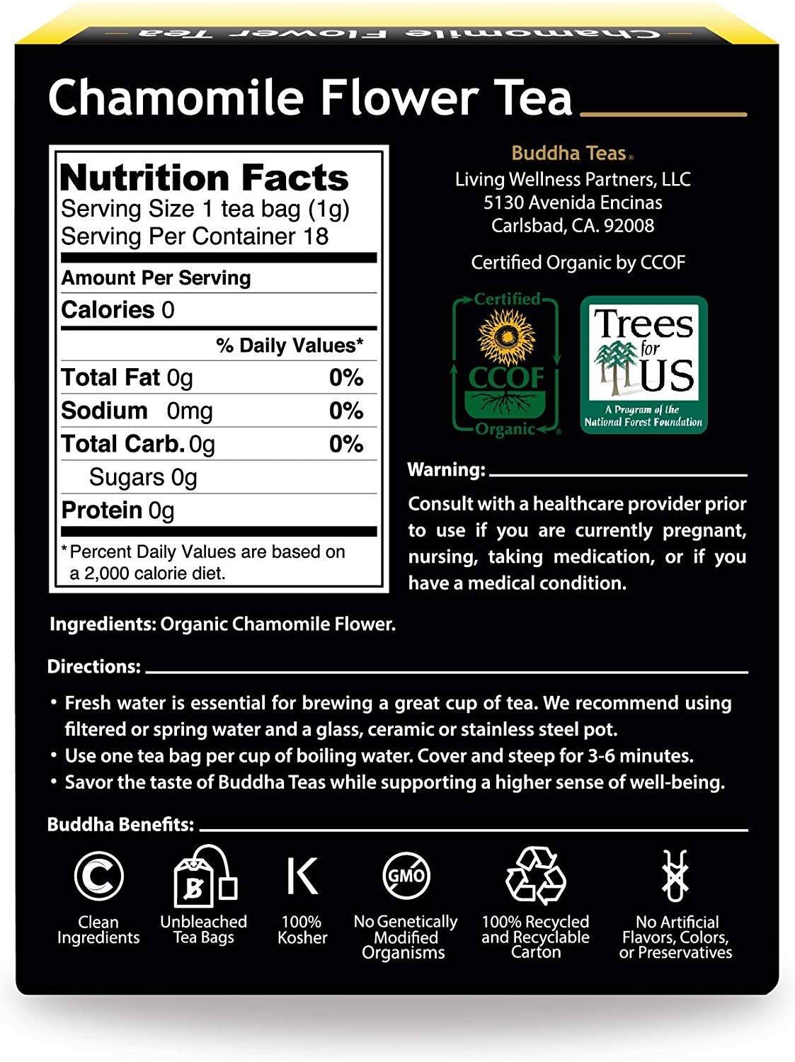 Chamomile Herbal Tea | Organic - 18 Bleach Free Tea Bags Teas Buddha Teas 