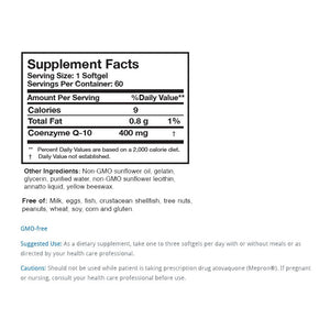 CoQ10 Power™ | 400 mg Coenzymes - 60 softgels Oral Supplement Researched Nutritionals 
