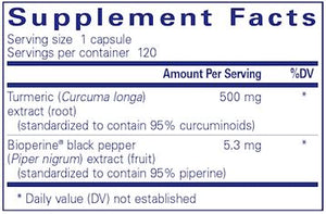 Curcumin 500 with Bioperine® | 500 mg - 120 Capsules Oral Supplements Pure Encapsulations 