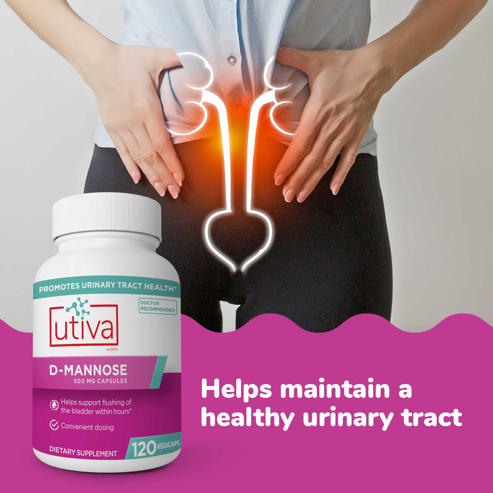 D-Mannose | 500 mg - 120 Capsules Oral Supplements Utiva 