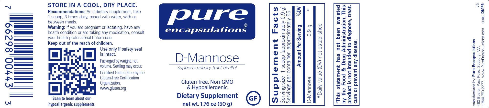 D-Mannose Powder | 100% Pure - 50 & 100 grams Oral Supplements Pure Encapsulations 