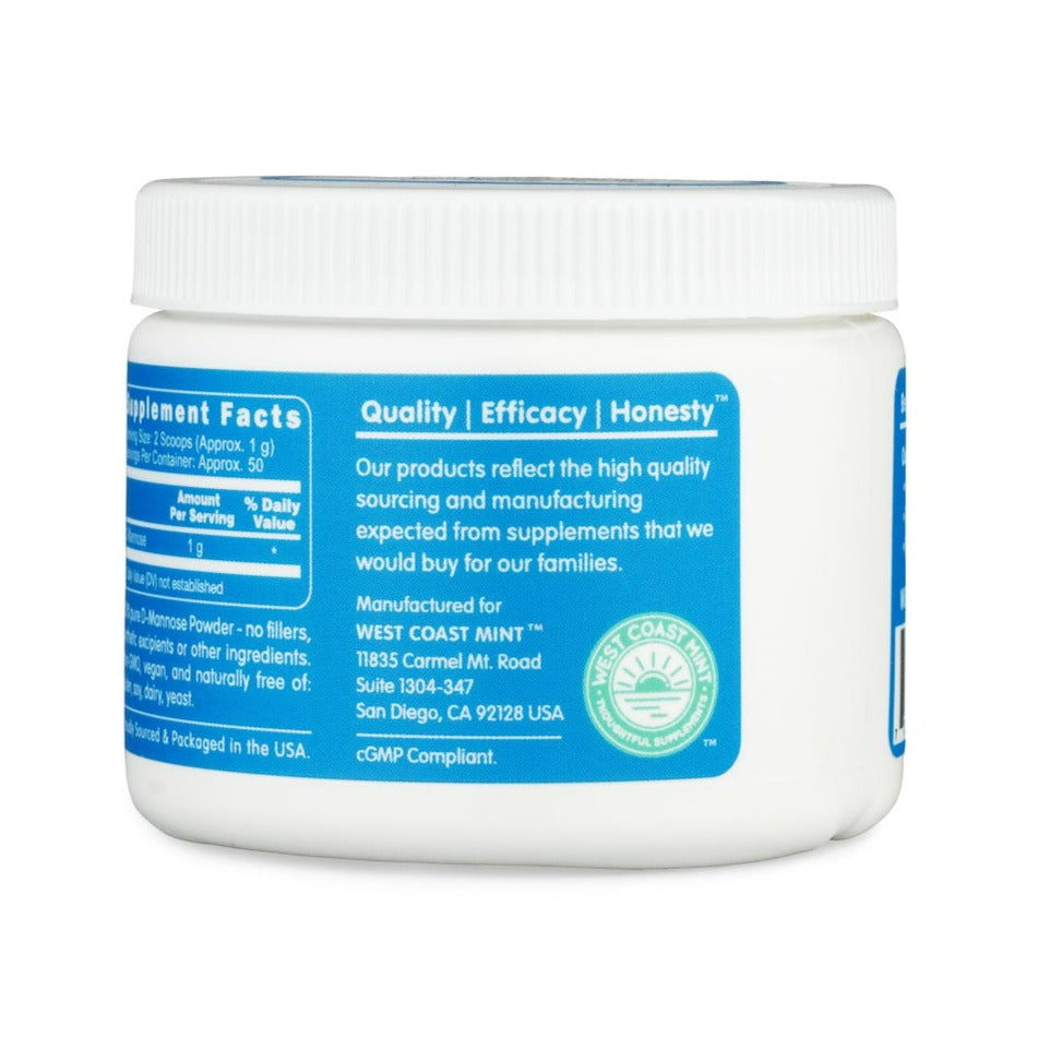 D-Mannose Powder | 100% Pure D-Mannose - 50g & 100g powder Oral Supplement West Coast Mint 