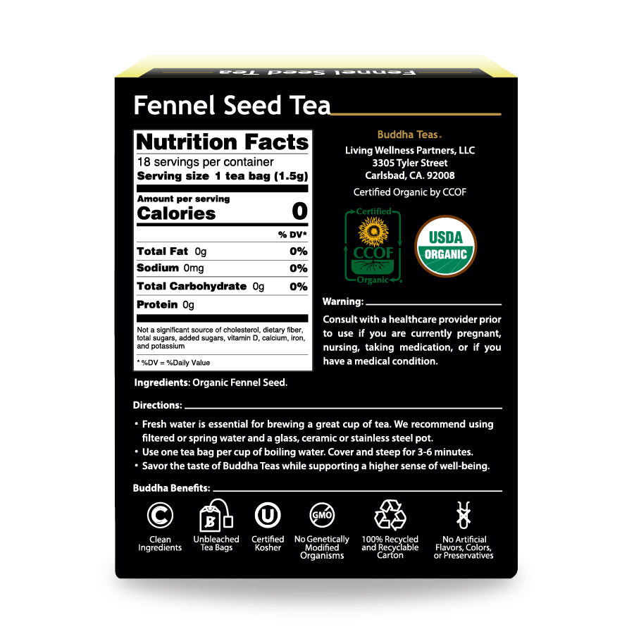 Fennel Seed Tea | Organic - 18 Bleach Free Tea Bags Teas Buddha Teas 