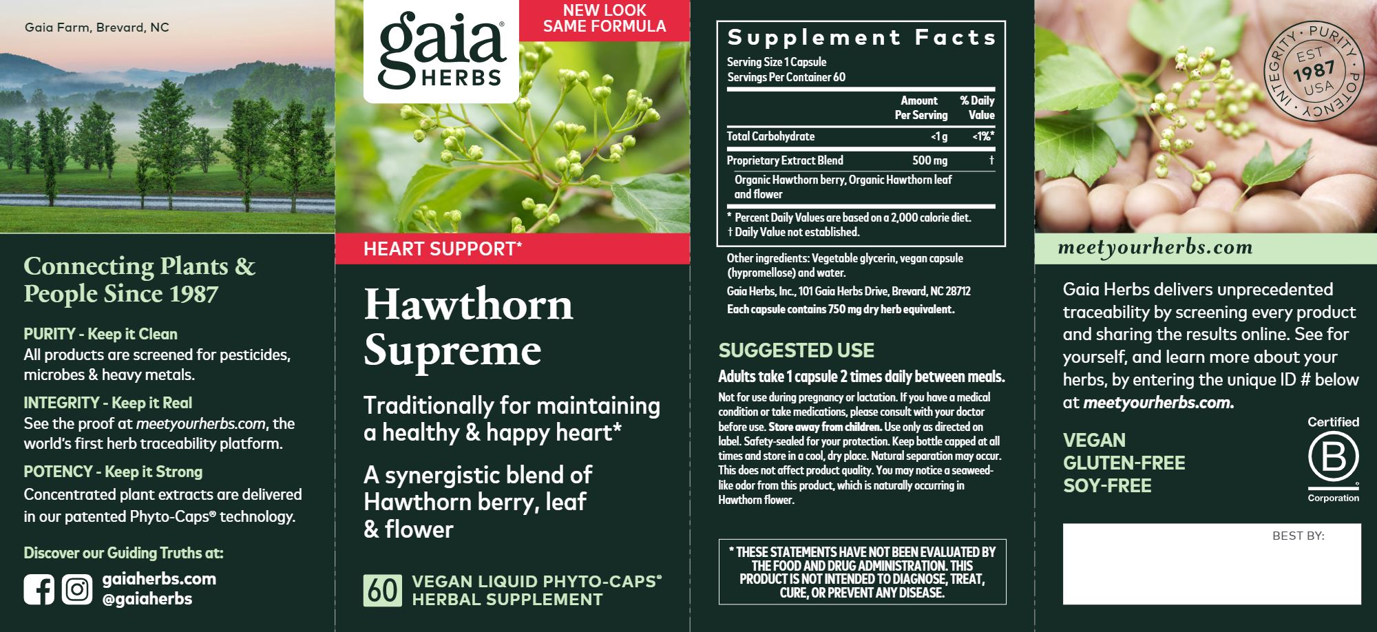 Hawthorn Supreme | Heart Support - 60 Capsules Oral Supplements Gaia Herbs 
