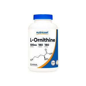 L-Ornithine | L-alpha-Amino Acids - 500 mg - 180 Capsules Oral Supplements NutriCost 