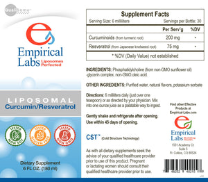 Liposomal Curcumin/Resveratrol - 6 oz Oral Supplements Empirical Labs 