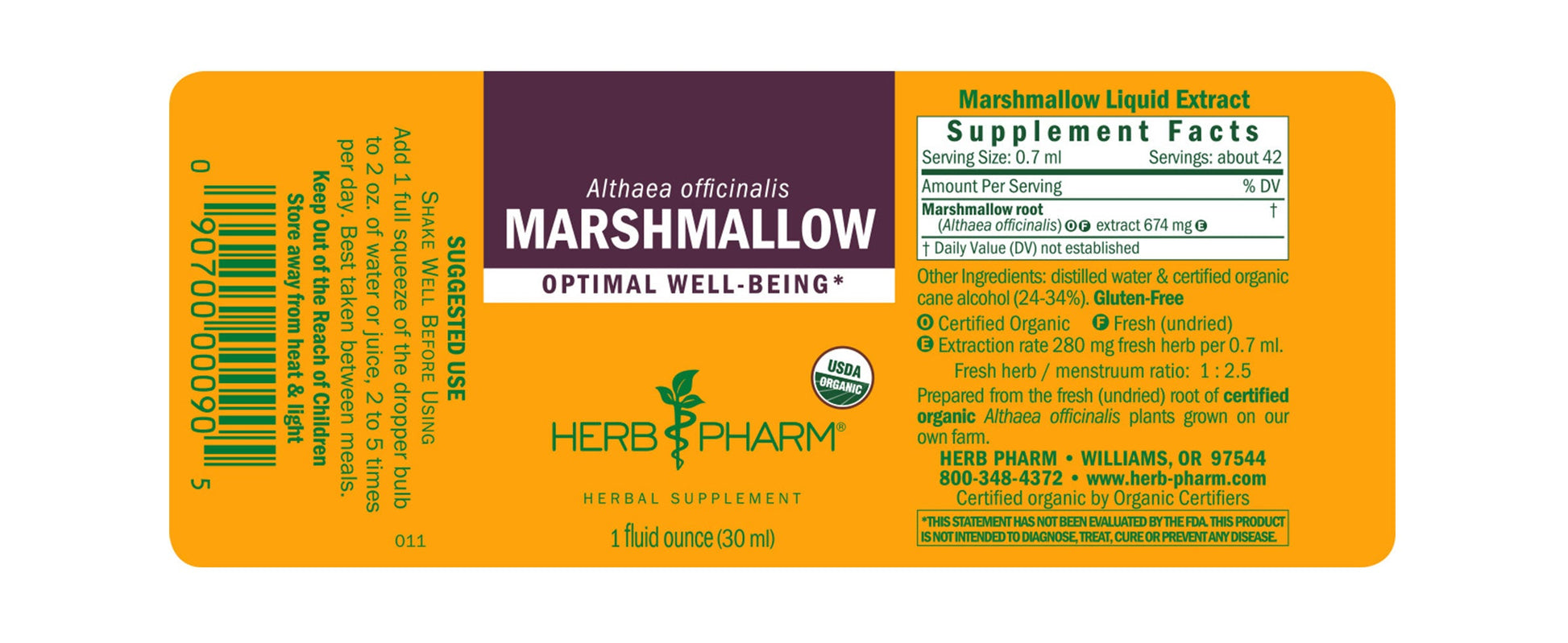 Marshmallow Root Tincture | Organic - 1 fl. oz. Tinctures Herb-Pharm 