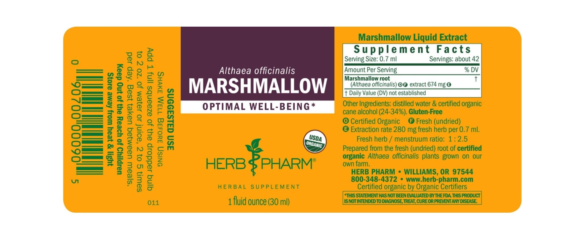 Marshmallow Root Tincture | Organic - 1 fl. oz. Tinctures Herb-Pharm 