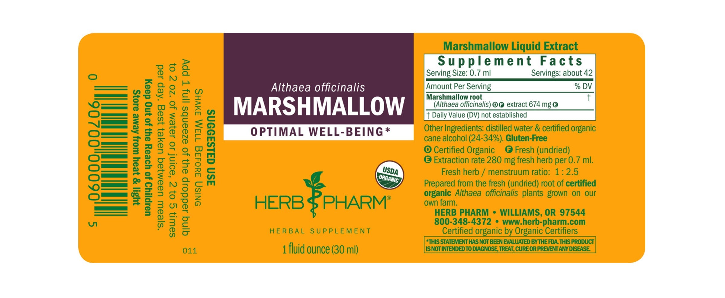 Marshmallow Root Tincture | Organic - 1 fl. oz. Tinctures Herb-Pharm 