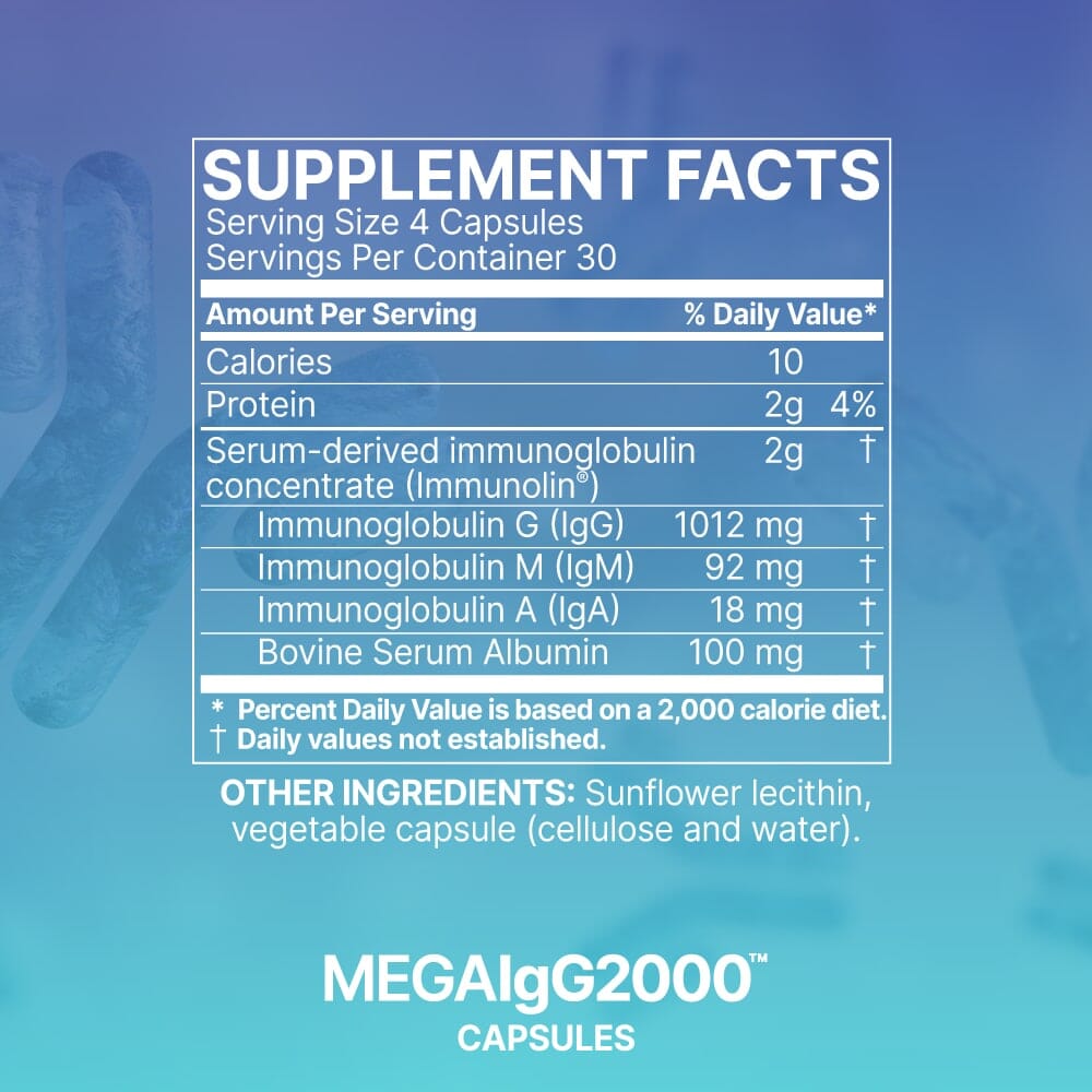 Mega IgG2000 | Immune & Detoxification Support - 120 Capsules Oral Supplements MicroBiome Labs 