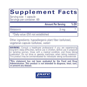 Melatonin 3 mg | Sleep Support - 60 capsules Oral Supplement Pure Encapsulations 