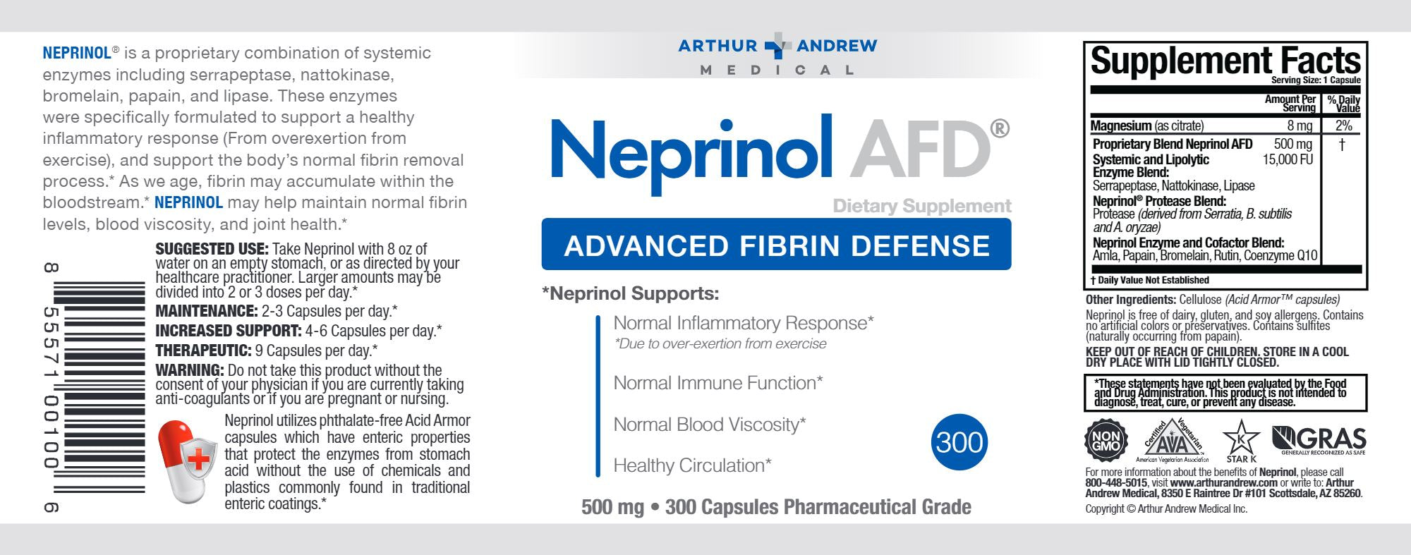 Neprinol AFD®| Supports healthy joint and circulatory function - 90, 150 & 300 Capsules Oral Supplements Arthur Andrew 