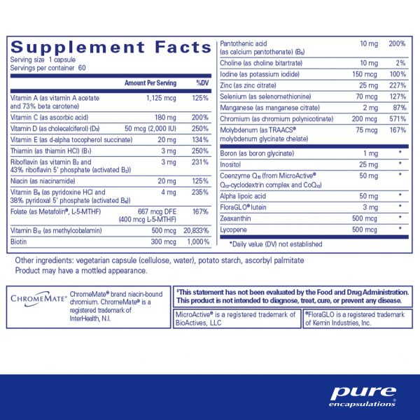 O.N.E. Multivitamin | Once-Daily Nutrient Essentials - 60 Capsules Oral Supplements Pure Encapsulations 